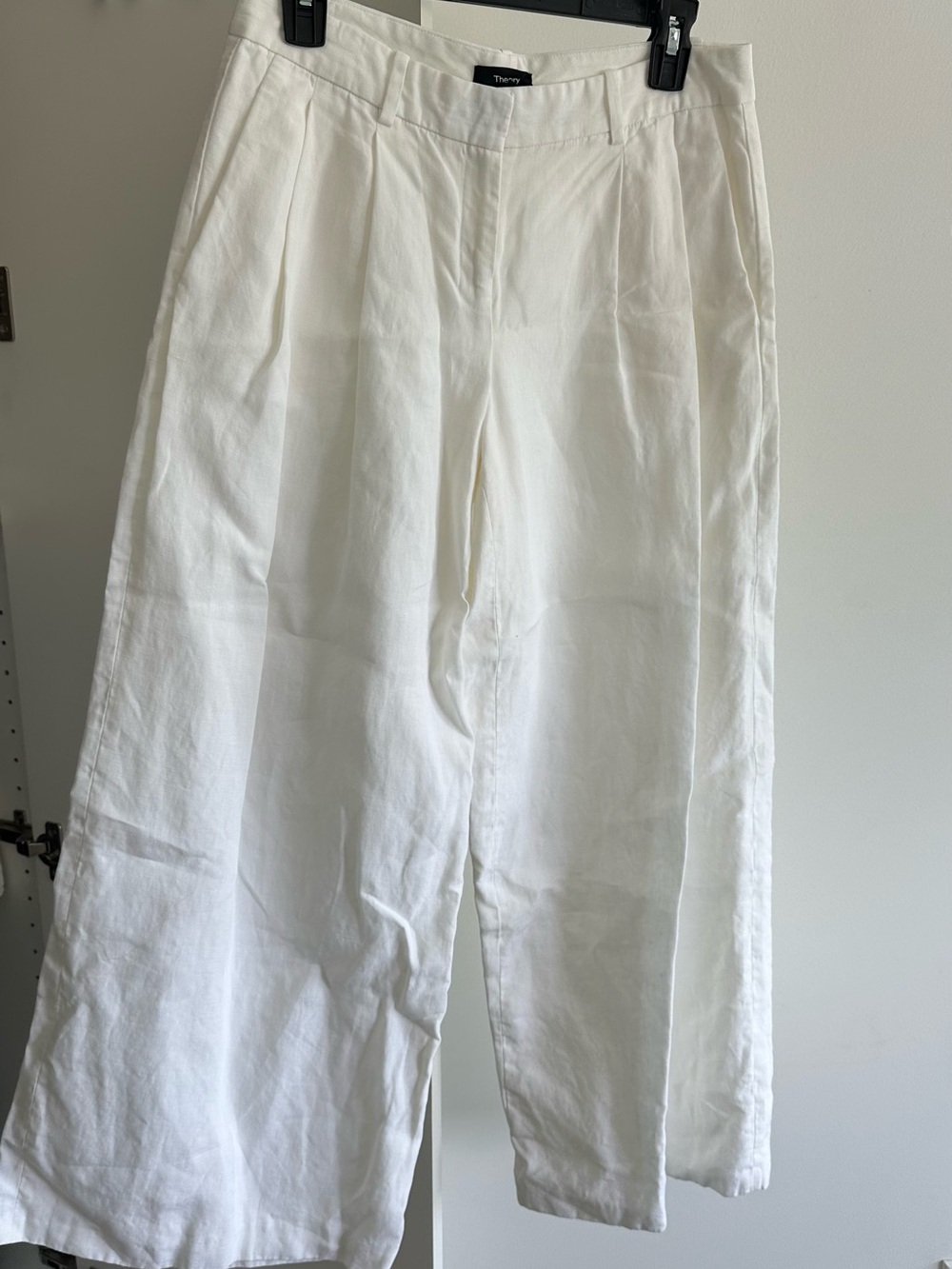Theory White High-Rise Wide Leg Pants